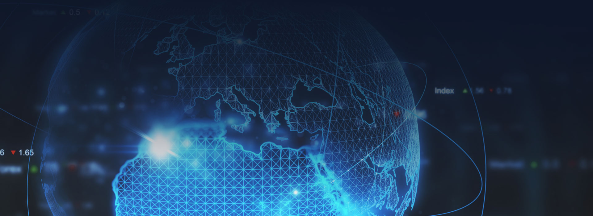 blue digital map of the world